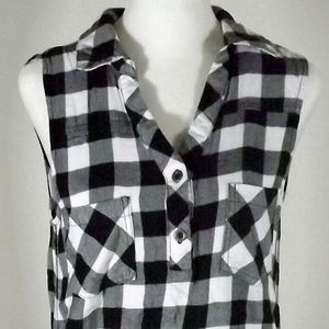 Black and White Plaid Sleeveless Dress Size M